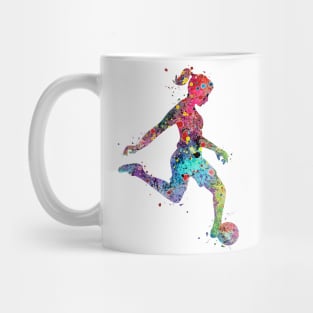 Soccer Girl Watercolor Painting Art Print Gifts Mug